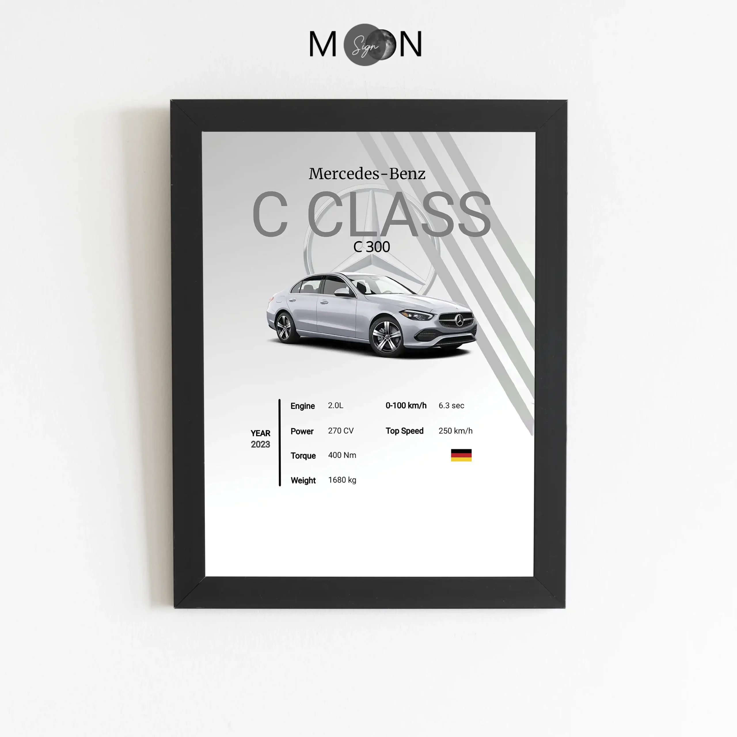تابلو دکوراتیو طرح ماشین BENZ C CLASS C300 | کد 159