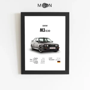 تابلو دکوراتیو طرح ماشین BMW M3 E30 | کد 167