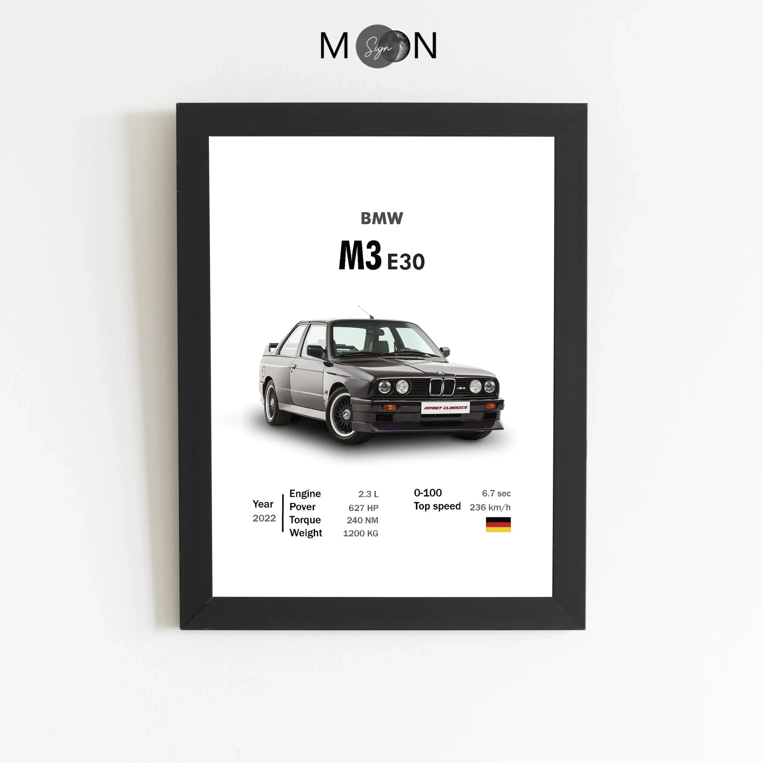 تابلو دکوراتیو طرح ماشین BMW M3 E30 | کد 167