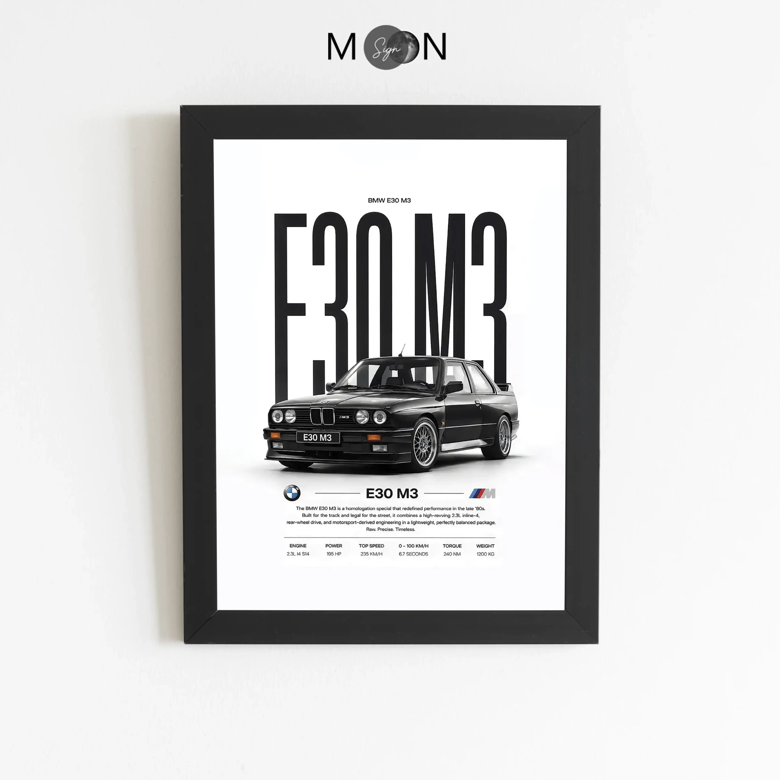 تابلو دکوراتیو طرح ماشین BMW E30 M3 | کد 172